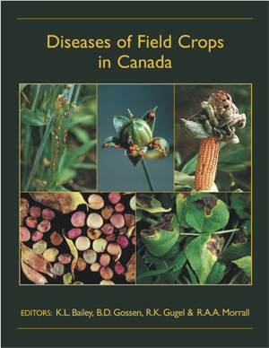 Diseases of Field Crop Crops in Canada, 3rd Edition, Second Printing Editors: K.L. Bailey, B.D. Gossen, R.K. Gugel & R.A.A. Morrall. A comprehensive, illustrated guide to identifying diseases of cereal, oilseed, pulse, forage, and specialty crops. It bridges the gap between technical detail useful to professional plant specialists and practical information for students, seed growers, and farmers wanting to identify and control plant diseases. Contains: 304 pages with 659 color figures and 10 disease cycle diagrams in an 8.5" x 11" soft cover, coil bound format. Available in English (ISBN 0-9691627-6-6). Published in 2003 by The Canadian Phytopathological Society (www.cps-scp.ca). Distributed by Discovery Seeds Lab Ltd (http://www.seedtesting.com). Aussi disponible en français (ISBN 0-9691627-7-4). Appuyez ici.