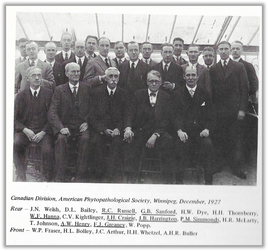 Group photo of the Canadian Division of the American Phytopathological Society. Winnipeg, December, 1927.